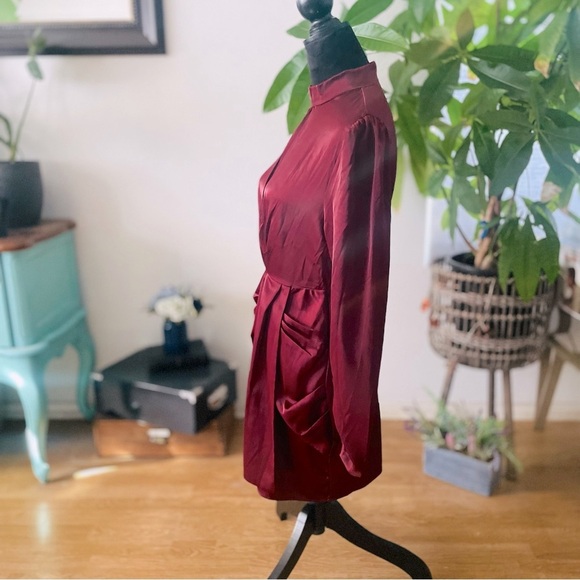 Fashion Nova Raise Your Glass Satin Drape Mini Dress in Deep Red Wine Size M - Picture 7 of 13